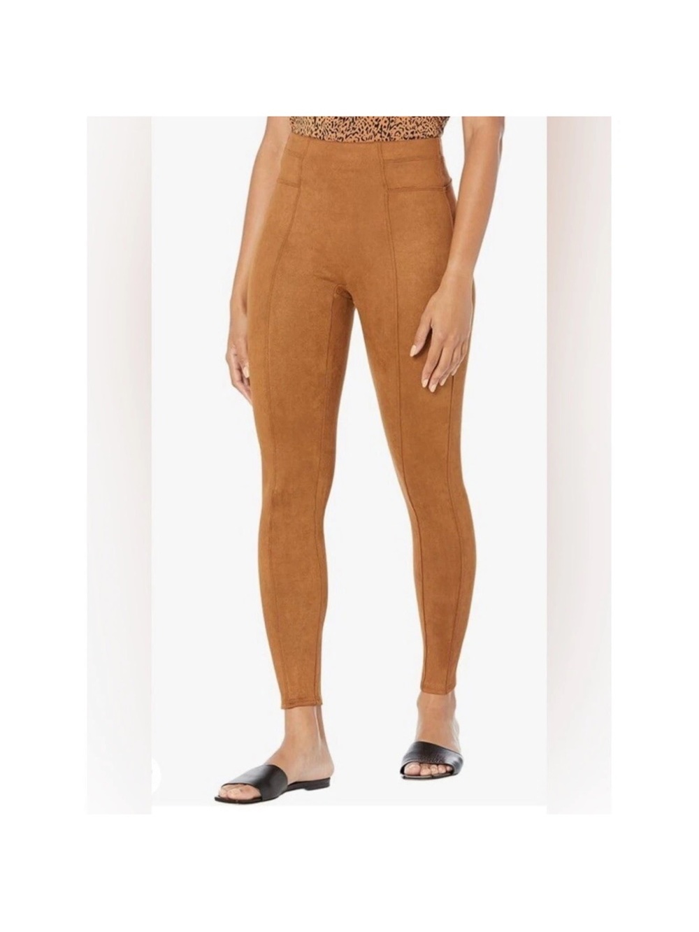 Spanx Faux Suede High Rise Tummy Shaping and Rich Caramel Leggings Pants L NWT
